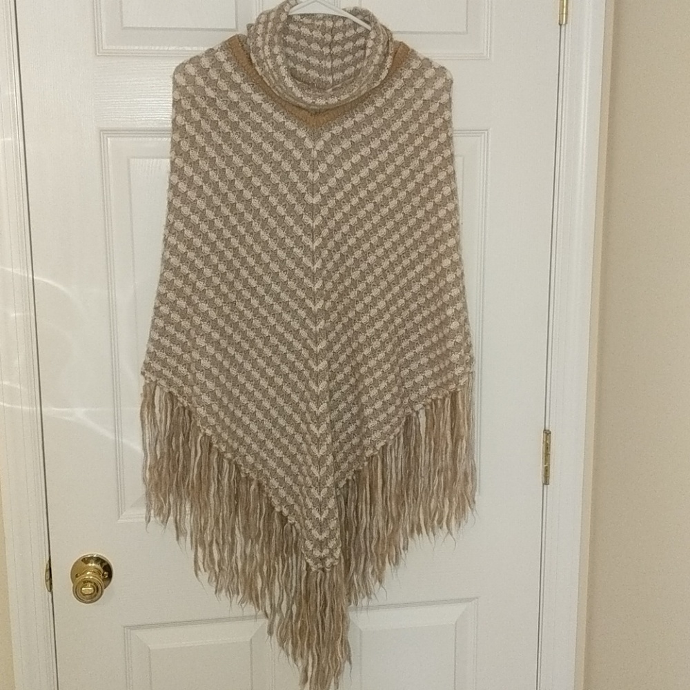 Cream and grey poncho